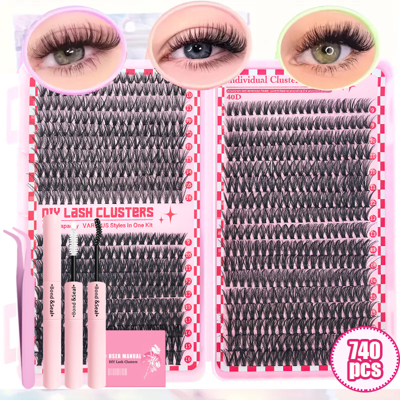 Eyelash Extension Full Set - 30D40D50D80D DIY Eyelash Extension ชุดแหนบ, กาวและซีลขนตาเดี่ยวแบบใช้ซ้ําได้สําหรับปาร์ตี้เทศกาล