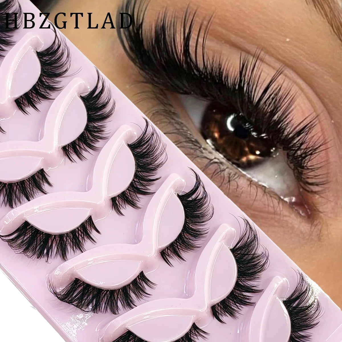 HBZGTLAD ขนตาปลอมแบบ 7 คู่ ขนต - Eyelash Extension Volume Cat Eye บทวิจารณ์และราคา